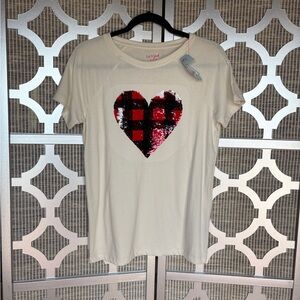 NWT Cat & Jack White Tee with Red and Black Heart